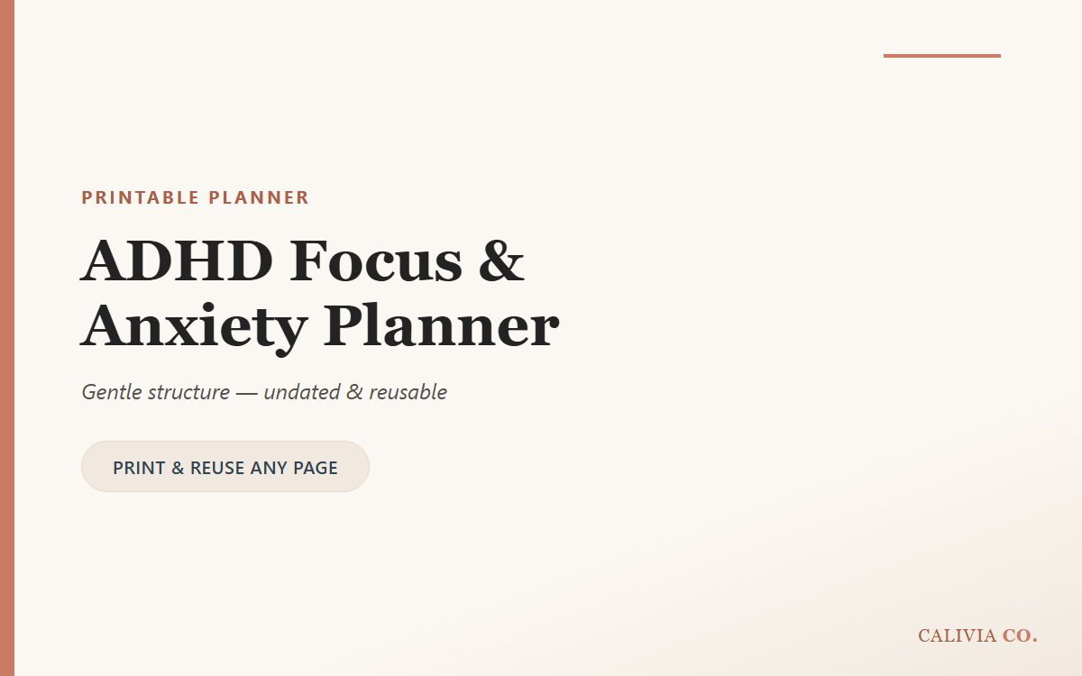 Cover of the ADHD Focus and Anxiety Planner